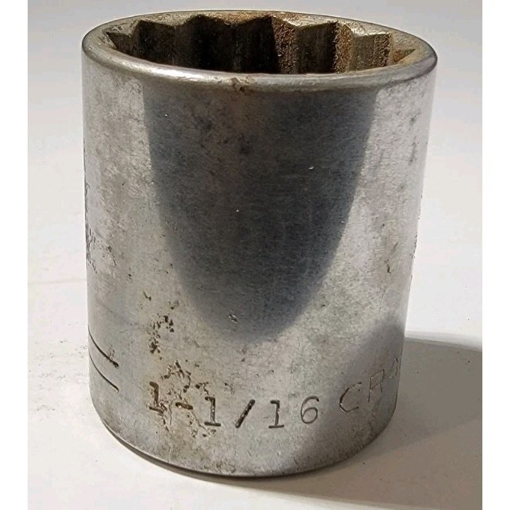 Vintage Craftsman 1- 1/16" Socket 1/2" Drive 12 Pt Shallow Socket -V- USA